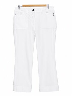 ORLY Sport NWT White Golf Capri Pants Size 4 Montreal Brand Mesh Lined Cuff Tabs